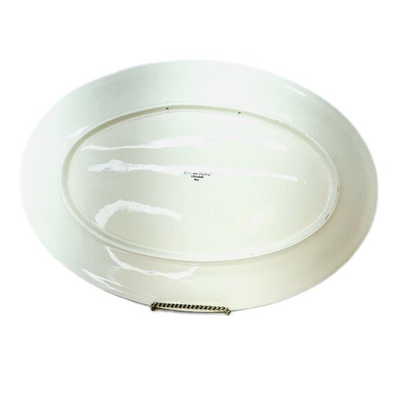 XL Fitz & Floyd Porcelain Oval Platter Embossed Mirabelle Pattern Blue Yellow - Picture 9 of 12